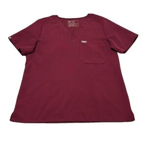 FIGS Technical Collection Scrubs Top, Size L, Dark Magenta